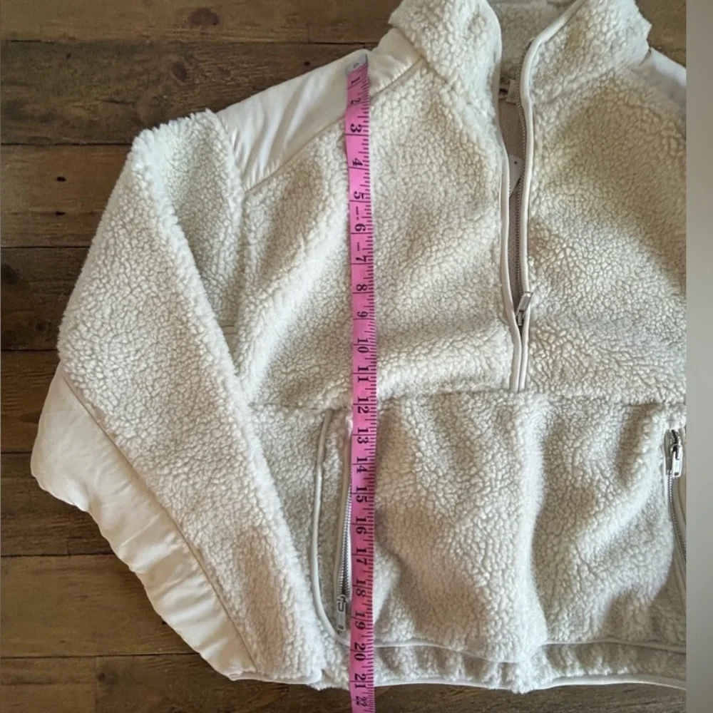 NEW Madewell Faux Shearling Half-Zip Pullover in Ecru Size Small - Picture 4 of 4